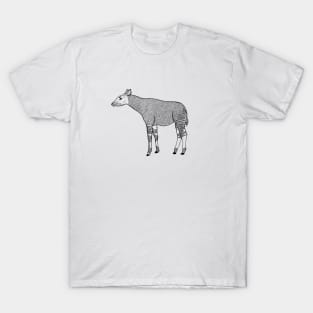 Okapi Ink Art - hand drawn African animal design - black and white T-Shirt